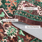 U'Artlines Boho Vintage Round Area Rug 8ft Machine Washable Low Pile Soft Floor Carpet Non Slip Non Shedding Accent Rug for Living Room Bedroom Entryway Dining Room Office Rust＆Teal