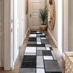 Rugshop Contemporary Modern Boxes for Hallway,Living Room,Bedroom,Kitchen Non Shedding Carpet Runner Rug 2'7" x 8' Gray