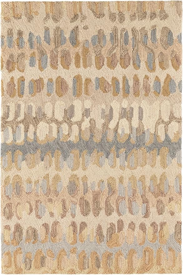 Dash and Albert Paint Chip Wool Area Rug - 5' x 8' Neutral Graphic Hand Micro Hooked Accent Rug - Durable, High Traffic Areas Hallway, Living Room, Stairs