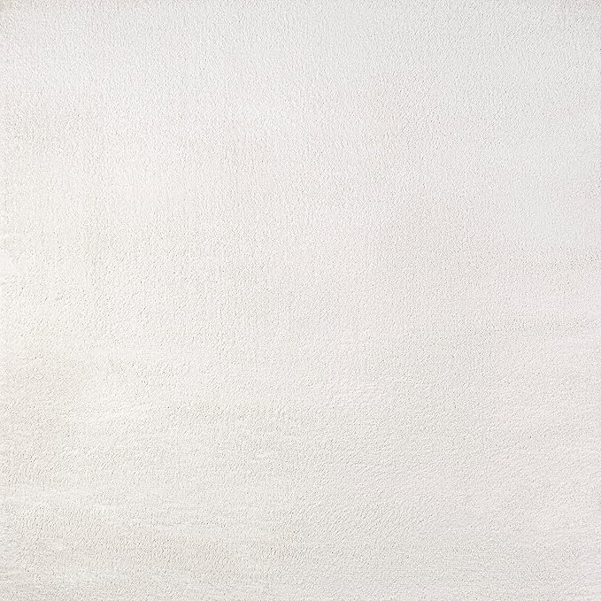 Eyely UES100T-6SQ Supersoft Haze Solid Low-Pile Indoor Area Rug, Coastal, Bohemian, Minimalist, Classic, Casual for Bedroom,Kitchen,Living Room,Non Shedding,Easy-Washing, Cream, 6' Square