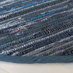 SAFAVIEH Rag Rug Collection 4' Round Ink / Multi RAR121C Handmade Boho Stripe Cotton Area Rug