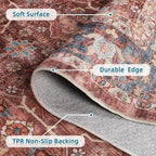 Dripex Vintage Washable Area Rug - 5x8 Distressed Rugs for Living Room Bedroom Oriental Medallion Floral Print Carpet Low-Pile Indoor Soft Non-Slip Accent Rug Farmhouse Office Home Decor