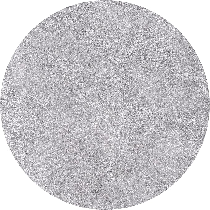Eyely UES100A-4R Supersoft Haze Solid Low-Pile Indoor Area Rug, Coastal, Bohemian, Minimalist, Classic, Casual for Bedroom,Kitchen,Living Room,Non Shedding,Easy-Washing, Gray, 4' Round