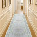 Fame Living Washable Area Rug. Modern Farmhouse. Vintage. Turkish. Bohemian. Distressed. Oriental. Traditional. Rugs for Living Room. Dining. Bedroom. Office. Entryway. Foyer. (856GrnCrm, 2'5" x 9'8")