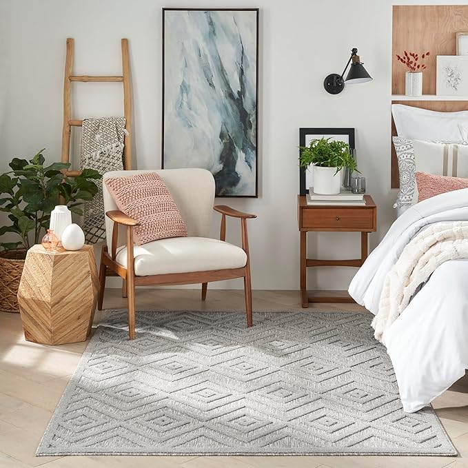 Nourison Home Versatile Silver Grey 6' x 9' Area Rug - Easy Clean, Non Shedding, Bed Room, Living Room, Dining Room, Kitchen (6' x 9')