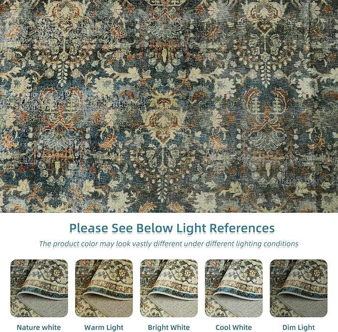 Dripex Runner Rug-2x8 Washable Distressed Hallway Runner Oriental Medallion Carpet Runner Non-Slip Stain-Resistant Kitchen Mat Foldable Thin Accent Rug for Entrance Living Room Bedroom