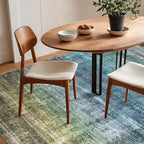 Kokia Abstract Area Rugs 10x14 Bedroom Washable Decor Low Pile Non-Slip Non-Shedding Indoor Blue Carpet Foldable Stain Resistant Floor Living Room Dining Room, Oslo Teal Amber
