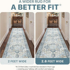 10x12 Area Rugs for Living Room, Machine Washable Rug, Non Slip Vintage Rugs, Low Pile Lightweight Print Rug for Bedroom, Dining Room, Home Office, Blue