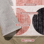MUJOO Pink Rug Washable,6x9 Area Rugs for Living Room Bedroom Dining Room,Boho Large Throw Floor Carpet Non Slip Soft Modern Abstract Pink and Grey