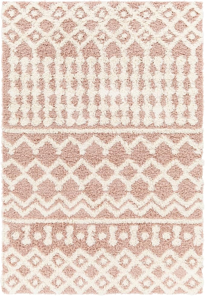 Livabliss Hapsburg Moroccan Shag Runner Area Rug, 2'7" x 7'3" , Dusty Pink