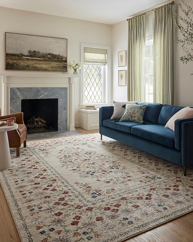 Loloi Rifle Paper Co. Laurel Collection LAU-02 Linen 3'-11" x 5'-7" Accent Rug
