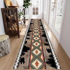 Southwestern Runner Rug, 2x8ft, Rustic Lodge Aztec Country Bear Decorative Runner Rug, Vintage Forest Birch Wild Animal Print Entrance Hallway Rug, Soft Non-Slip Carpet for Living Room Bedroom