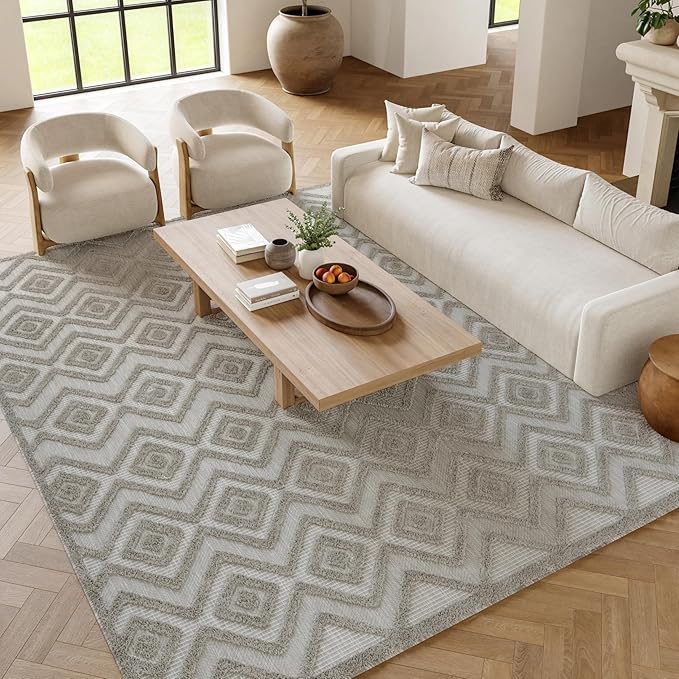 Nourison Home Versatile Silver Grey 7' x 10' Area Rug - Easy Clean, Non Shedding, Bed Room, Living Room, Dining Room, Kitchen (7' x 10')