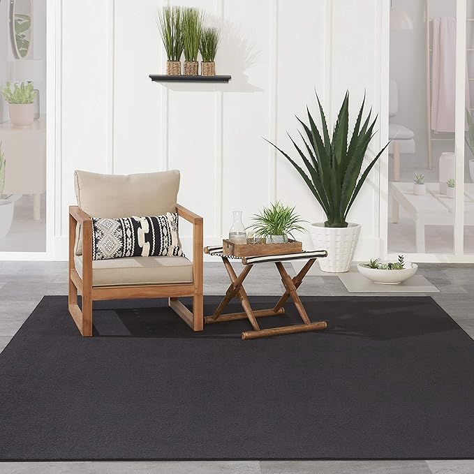 Nourison Home Nourison Essentials Black 9' x 12' Area Rug - Easy Clean, Non Shedding, Bed Room, Living Room, Dining Room, Kitchen (9' x 12')
