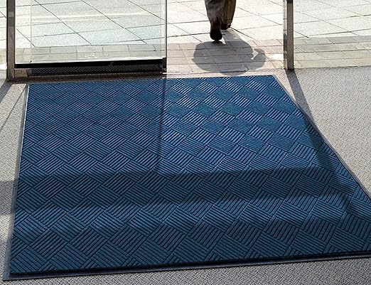 WaterHog Diamond | Commercial-Grade Entrance Mat with Rubber Border – Indoor/Outdoor, Quick Drying, Stain Resistant Door Mat (Navy, 3' x 5')