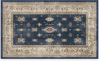 RUGGABLE Washable Vintage Area Rug – Verena Sapphire 3x5, Stain-Resistant, Non-Slip – Small Machine Washable Rugs for Living Room, Bedroom, Hallway, Entryway & Office–with Standard Pad