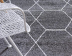 Unique Loom Trellis Frieze Collection Area Rug - Geometric (5' x 8' Oval, Dark Gray/ Ivory)