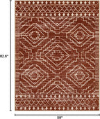 Wonnitar Moroccan 5x7 Area Rugs, Large Soft Rug for Dining Room, Washable Bohemian Tribal Living Room Bedroom Rug, Geometric Non-Shedding Indoor Carpet for Closet Nursery Entry (Brown,5'x7')