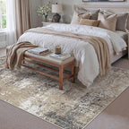 8x10 Abstract Area Rug Brown Washable Modern Neutral Living Room Carpet Non Slip Ultra Soft Low Pile Contemporary Bedroom Large Rug Indoor Office Dining Room Under Table Playroom