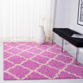 SAFAVIEH Dallas Shag Collection Accent Rug - 4' x 6', Pink & Ivory, Trellis Design, Non-Shedding & Easy Care, 1.5-inch Thick Ideal for High Traffic Areas in Entryway, Living Room, Bedroom (SGD257I)