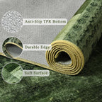 Tepook Modern Area Rug for Living Room, 4x6 Geometric Large Rugs for Bedroom, Washable Patchwork Rug Indoor Non-Slip Throw Carpets for Dining Room Office Farmhouse Home Decor, Green