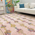 Alfa Rich 4x6 Light Pink Washable Area Rugs for Living Room Bedroom Kitchen Girls Decor Cotton Rug