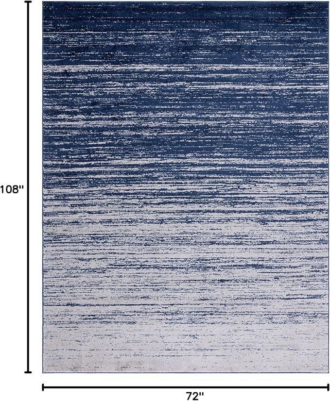 SAFAVIEH Area Rug 6x9 - Adirondack Collection - Navy & Grey, Modern Ombre Design, Non Shedding & Easy to Clean, Ideal for Living Room, Bedroom, Office, Dining Space (ADR113E)