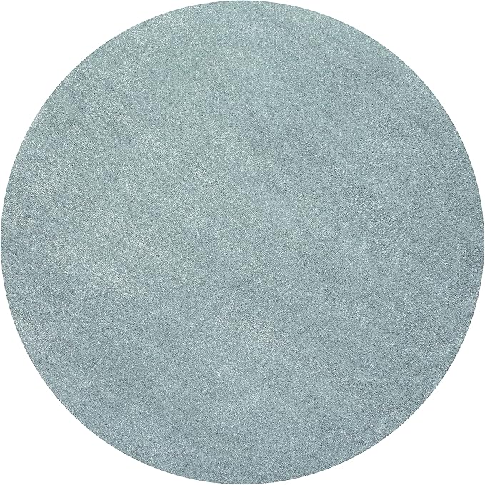 Eyely UES100S-6R Supersoft Haze Solid Low-Pile Indoor Area Rug, Coastal, Bohemian, Minimalist, Classic, Casual for Bedroom,Kitchen,Living Room,Non Shedding,Easy-Washing, Blue, 6' Round