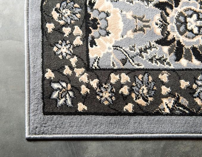 Unique Loom Espahan Collection Area Rug - Cape Cod (2' 2" x 3' 1" Rectangle, Dark Gray/ Black)