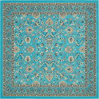 Unique Loom Sialk Hill Collection Area Rug - Washington (8' Square Turquoise/Black)