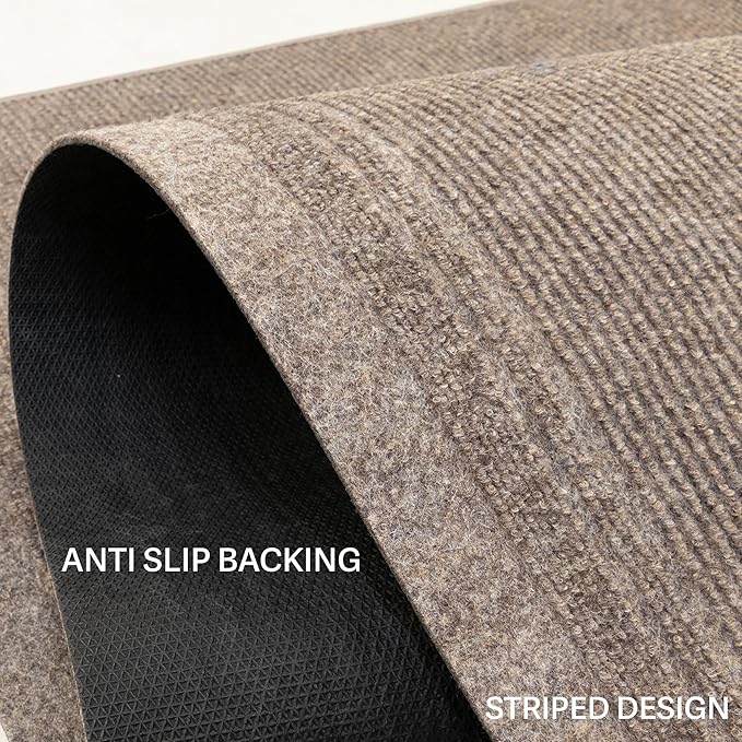 English Home Custom Size Anti Slip Striped Design Light Weight Durable TPR Backing Thin Pile Runner Rug (26" x 2')