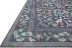 Loloi Rifle Paper Co. Maison Collection MAO-01 Nightingale Black 3'-0" x 3'-0" Round, .19" Pile Height, Accent Rug