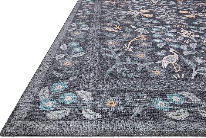 Loloi Rifle Paper Co. Maison Collection MAO-01 Nightingale Black 8'-4" x 11'-6", .19" Pile Height, Area Rug