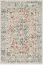 RUGGABLE Washable Vintage Area Rug – Sarrah Coral 6x9, Stain-Resistant, Non-Slip – Medium Machine Washable Rugs for Living Room, Bedroom, Hallway, Entryway & Office–with Standard Pad