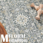 jinchan Runner Rug 3x8 Washable Hallway Rug Distressed Gray Multi Vintage Floral Runner Kitchen Floor Cover Indoor Mat Retro Entryway Living Room Bedroom Office Farmhouse Grey