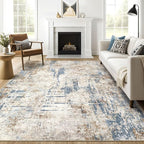 7x10 Area Rug Living Room: Washable Large Abstract Modern Soft Rugs Stain Resistant Indoor Floor Non Slip Accent Carpet for Bedroom Nursery Playroom Office Dining Room Dorm Home House- Tan