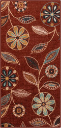 Maples Rugs Reggie Floral Runner Rug - Made in USA - Washable, Non Slip Indoor Carpet for Kitchen, Hallway, and Laundry Room, 2'6" x 5', Merlot
