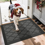 COSY HOMEER Non-Slip Door Mat 20"x32", Entryway Rugs Low Profile Absorbent Dirt Trapper Doormat for Front Entrance, Washable Polypropylene Entry Mat (Dark Grey)