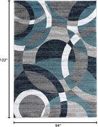 Rugshop Blue Modern Geometric Indoor Large Area Rug, Overlapping Circle Pattern, Fade Resistant, Non-Shedding, for Living Room, Dining Room and Family Room, 7'10" x 10'2"