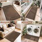 BEQHAUSE Door Mat 36" x 60", Non-Slip Door Mats Indoor Entryway Rugs Washable Low-Profile Absorbent and Stain Resist Floor Mats, Dog Door Mat for Front Back Door, Muddy Wet Shoes & Paws, Brown
