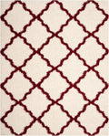 SAFAVIEH Area Rug 8x10 - Dallas Shag Collection - Large - Ivory & Red, Trellis Pattern, Non-Shedding & Easy Cleaning, Plush Thick Pile, Ideal for Living Room, Bedroom, Dining Space (SGD257R)