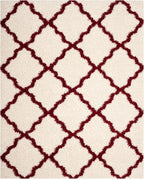 SAFAVIEH Area Rug 8x10 - Dallas Shag Collection - Large - Ivory & Red, Trellis Pattern, Non-Shedding & Easy Cleaning, Plush Thick Pile, Ideal for Living Room, Bedroom, Dining Space (SGD257R)