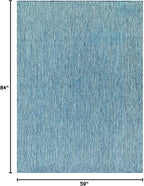 Beverly Rug Indoor Outdoor Rug 5x7, Washable Outside Carpet for Patio, Deck, Porch, Solid Modern Area Rug, Water Resistant, Aqua Blue