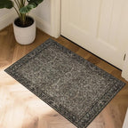 Small Rug 2x3 for Entryway: Boho Floral Door Mat Indoor Entrance Washable - Non-Slip Low Pile Thin Carpet Rugs for Kitchen Bathroom Front Door Laundry - Dark Brown