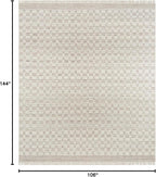 Mark&Day Wool Rugs, 9x12 Clinten Solid and Border Light Gray Checkered Rug, Grey Ivory Carpet for Living Room, Bedroom or Kitchen (8'10" x 12')