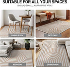 Rugshop Abstract Arch Shag Area Rug Beige 7' 10" x 10' Perfect for Large Living Rooms, Dining Areas, or Master Bedrooms