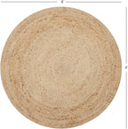 REDEARTH · Round Area Rug - 4 Feet Braided Natural Jute with Non-Skid Backing - Handwoven Boho Rug for Bedroom, Kitchen, Living Room - Farmhouse Aesthetic Home Decor - Durable Handmade Rug