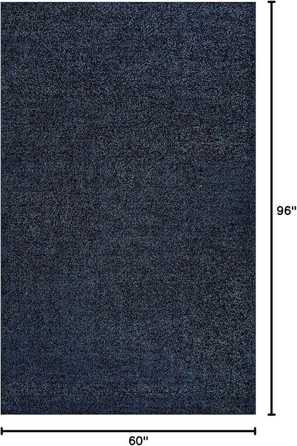 Eyely UES100C-5 Supersoft Haze Solid Low-Pile Indoor Area Rug Casual;Contemporary;Solid;Traditional, Bedroom, Kitchen, Living Room, Easy-Cleaning, Non-Shedding, 5 X 8, Navy