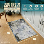 Istana 2x3 Area Rug - Grey Navy Boho Rugs for Living Room 2x3 - Foldable Small Rugs for Bedroom - Stain Resistant Washable Rug Non Slip - Eco-Friendly Area Rugs Indoor