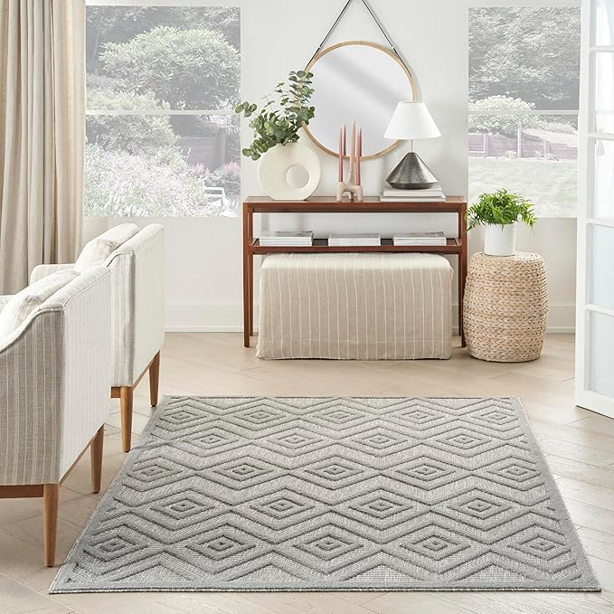 Nourison Home Versatile Silver Grey 6' x 9' Area Rug - Easy Clean, Non Shedding, Bed Room, Living Room, Dining Room, Kitchen (6' x 9')